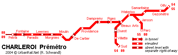 Карта метро Шарлеруа Карта метро Шарлеруа
