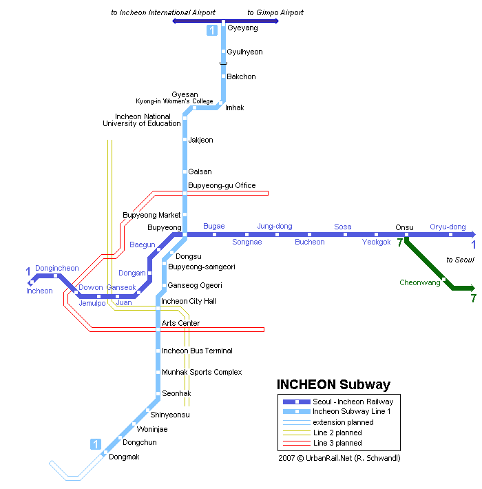 Карта метро Инчхона Карта метро Инчхона