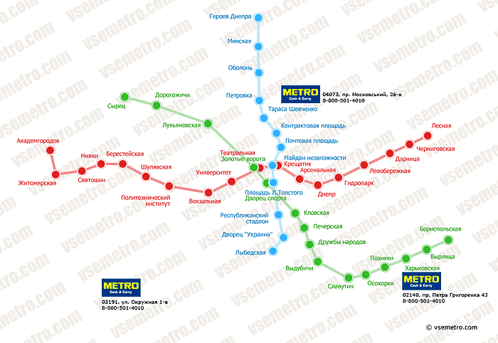Карта метро Киева Карта метро Киева