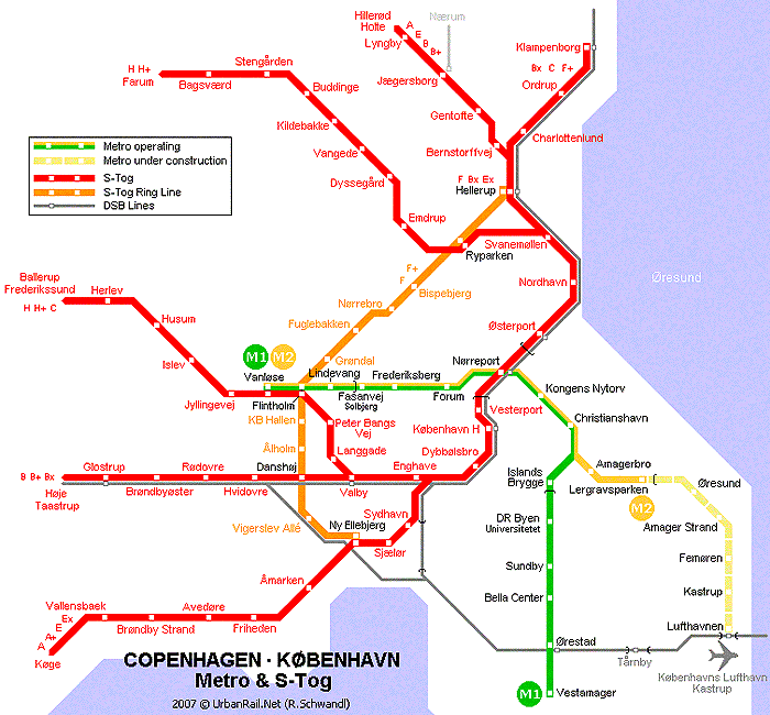Карта метро Копенгагена Карта метро Копенгагена