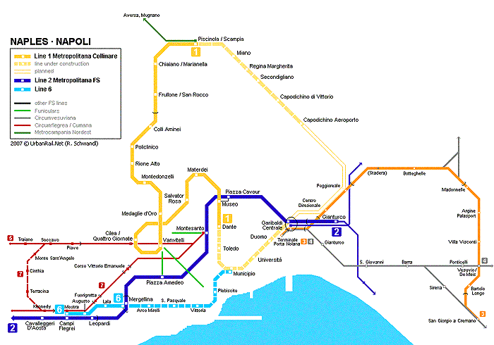 Карта метро Неаполя Карта метро Неаполя