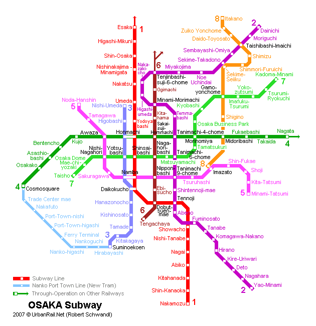 Карта метро Осаки Карта метро Осаки