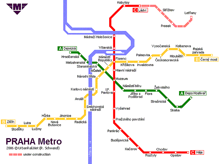 Карта метро Праги Карта метро Праги