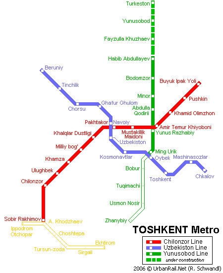 Карта метро Ташкента Карта метро Ташкента