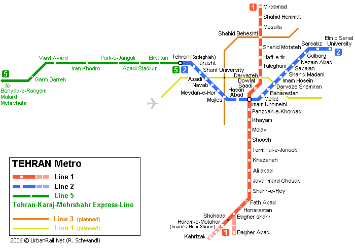 Карта метро Тегерана Карта метро Тегерана