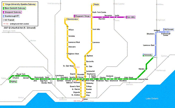 Карта метро Торонто Карта метро Торонто