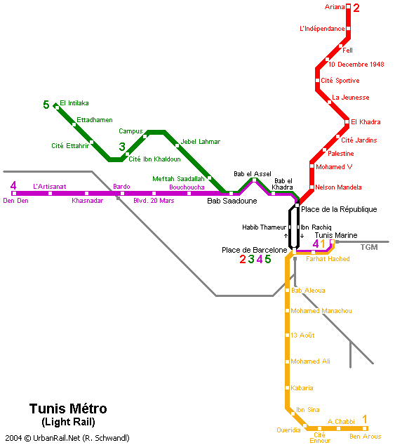 Карта метро Тунис Карта метро Тунис