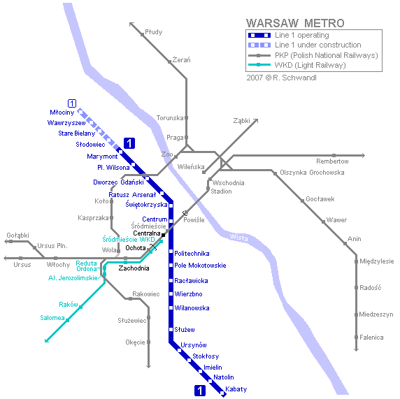 Карта метро Варшавы Карта метро Варшавы
